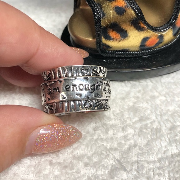 ⭐️🎁i am enough wide band inspiration /motivational ring ,size 8-Stamped - Picture 7 of 12